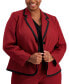 Plus Size Houndstooth Framed Double-Button Jacket & Straight-Leg 2-Pc. Pantsuit