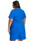 Plus Size V-Neck Short-Sleeve Scuba-Crepe A-Line Dress