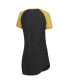 ფოტო #2 პროდუქტის Women's Black, Gold Distressed New Orleans Saints Raglan V-Neck Nightshirt