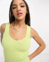 ASOS DESIGN knitted v neck vest top in green