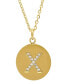 ფოტო #4 პროდუქტის 18" Chain 14K Gold Plated Disc Necklace with Crystal Engraved Letter Necklace