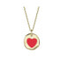 Children's with Pink Heart Enamel Medallion Pendant Necklace