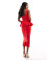 Фото #6 товара Vesper sweetheart neckline peplum midi dress in red