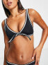 Фото #1 товара Accessorize knot triangle bikini top with contrast stitching in black