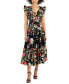 ფოტო #1 პროდუქტის Women's Cotton Floral-Print Tie-Waist Midi Dress