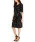 Women's Dot-Print Asymmetrical-Neck Faux-Wrap Dress