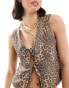 Фото #6 товара ASOS DESIGN textured tie front waistcoat in animal print