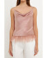 Фото #1 товара Women's Satin Cowl Neck Top with Feather