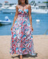 Women's Pink Abstract Sweetheart Twist & Keyhole Maxi Beach Dress