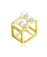 Фото #1 товара Sterling Silver 14K Gold Plated 5-7MM Fresh Water Pearls Geometric Ring