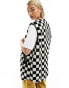 Vans mason reversible borg checkerboard vest jacket in black