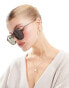 Фото #2 товара ASOS DESIGN round sunglasses in crystal brown with metal temple