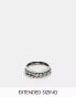 ASOS DESIGN waterproof stainless steel band ring with moving chain in silver tone