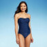 Women's Twist-Front Bandeau Classic One Piece Swimsuit - Kona Sol Navy Blue XS