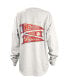 Women's White Distressed Clemson Tigers Pennant Stack Oversized Long Sleeve T-shirt