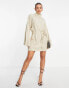 Фото #2 товара Pretty Lavish tie waist knit mini dress in beige