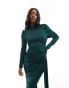 VL The Label maxi ruched high neck dress in dark green