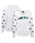 Фото #1 товара Women's White New York Jets Sequin Fleece V-Neck T-Shirt