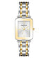 ფოტო #1 პროდუქტის Women's Three Hand Quartz Two-tone Alloy Rectangular Bracelet Watch, 22mm