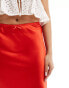 Miss Selfridge satin bias maxi skirt in red