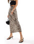 Фото #3 товара Stradivarius jersey midi skirt in leopard print