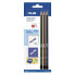 MILAN Blister Pack 3 Triangular Graphite Pencils 1 Sharpener 1 Eraser