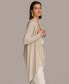 ფოტო #3 პროდუქტის Donna Karan Women's Drape-Front Metallic Cardigan