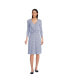 ფოტო #3 პროდუქტის Petite Lightweight Cotton Modal 3/4 Sleeve Fit and Flare V-Neck Dress