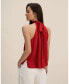 Фото #1 товара Women's Silk Georgette Halter Neck Top for Women