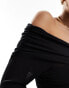 Фото #4 товара Pieces off the shoulder wrap long sleeved top in black