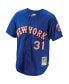Фото #4 товара Men's Mike Piazza Royal New York Mets Cooperstown Collection Mesh Batting Practice Button-Up Jersey