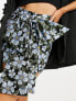 Фото #7 товара ASOS DESIGN jacquard mini skirt with bow detail in dark blue floral