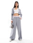 Bershka striped waistband wide leg tailored trousers co-ord in grey