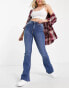 Фото #2 товара Pieces Peggy high waisted flared jeans in mid blue denim