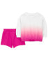 Фото #2 товара Baby 2-Piece Dip-Dye Sweatshirt & Short Set 12M