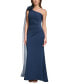 Фото #1 товара Women's Rosette-Trim Draped One-Shoulder Gown