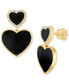 Фото #1 товара Серьги eFFY Collection Onyx & Diamond Double Heart Halo