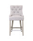 Фото #1 товара 24" Linen Fabric Tufted Buttons Upholstered Wingback Counter Stool