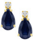 ფოტო #2 პროდუქტის Sapphire (1-7/8 ct. t.w.) & Diamond Accent Stud Earrings in 14k Gold (Also in Emerald & Ruby)