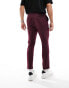 Фото #3 товара ASOS DESIGN tapered smart trousers in burgundy pin stripe