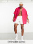 Фото #2 товара ASOS DESIGN super oversized revere linen mix shirt in bright pink