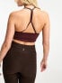 Hummel Seamless strappy sports crop top in brown