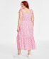 Фото #2 товара Trendy Plus Size Cotton Ditsy-Print Smocked Midi Dress, Created for Macy's