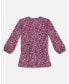 ფოტო #3 პროდუქტის Big Girls Elastic Waist Tunic Burgundy Printed Flowers