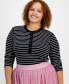 Фото #3 товара Trendy Plus Size Striped Ribbed Henley, Created for Macy's