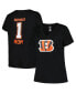 Фото #1 товара Women's Black Cincinnati Bengals Plus Size Mother's Day 1 Mom V-Neck T-Shirt