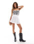 Фото #3 товара Reclaimed Vintage western cowgirl mini skirt with drop waist in white