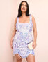 Фото #4 товара ASOS LUXE Curve gem encrusted mini dress with pearl embellishment & scallop hem in blue