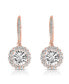 Sparkling Halo Circle Drop Earrings in Sterling Silver with Cubic Zirconia