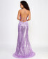Фото #2 товара Juniors' Floral-Sequin High-Slit Strappy Gown, Created for Macy's